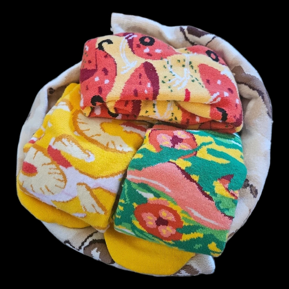 Rainbow Pizza Patterned Socks Set. Fun Funky